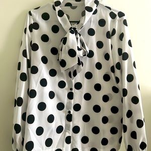 Polka Dot Tie Neck Shirt